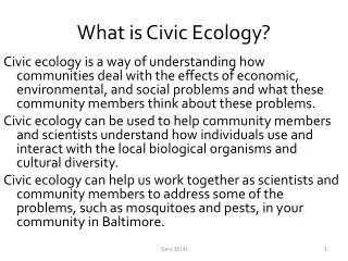 What is Civic Ecology?