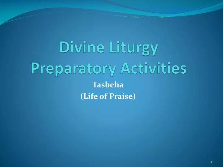 divine liturgy preparatory activities