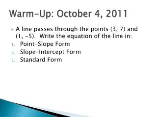 warm up october 4 2011