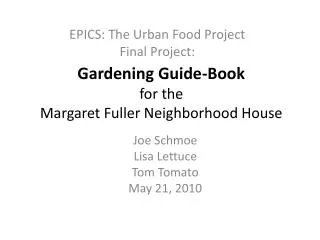 Gardening Guide-Book for the Margaret Fuller Neighborhood House