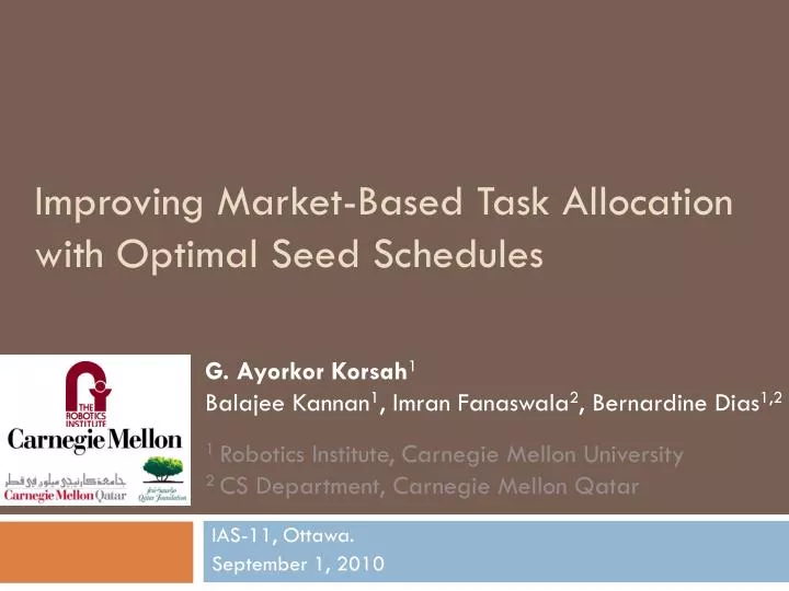 improving market based task allocation with optimal seed schedules