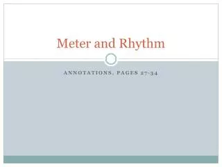 Meter and Rhythm