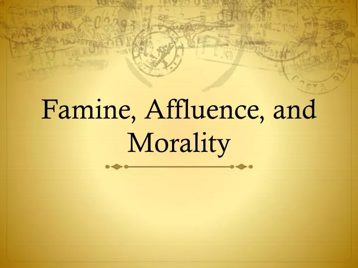 famine affluence and morality
