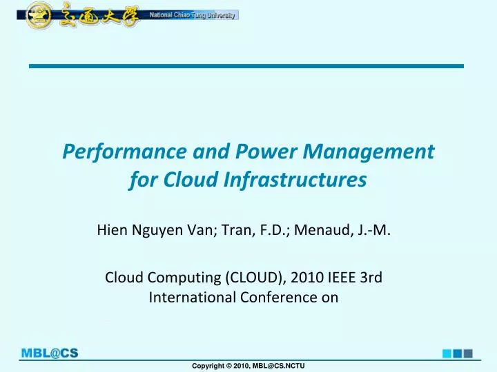 performance and power management for cloud infrastructures