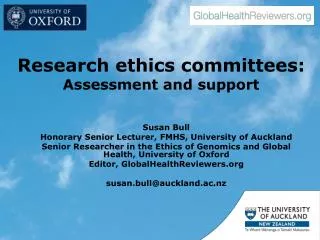Research ethics committees: Assessment and support
