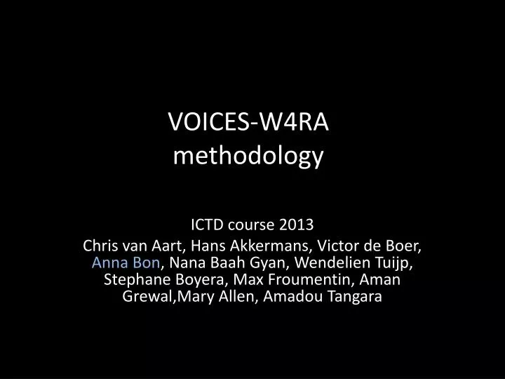 voices w4ra methodology