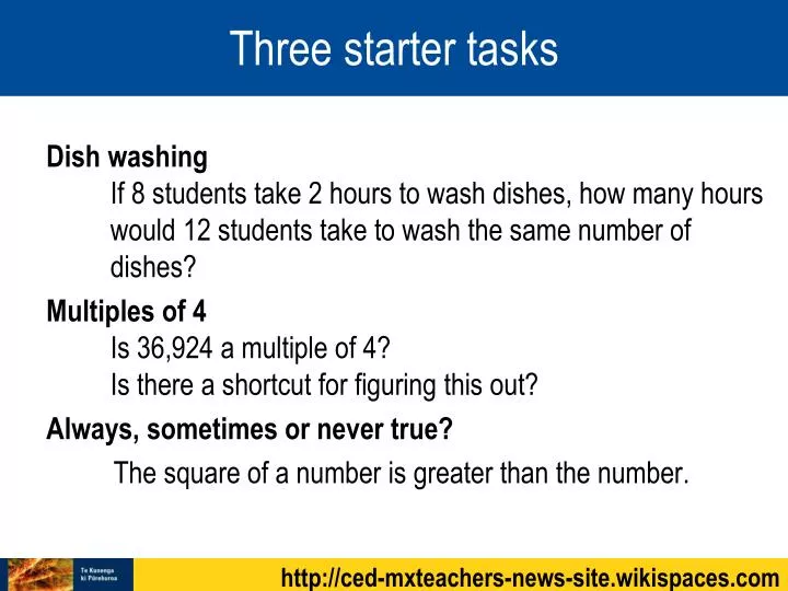 three starter tasks