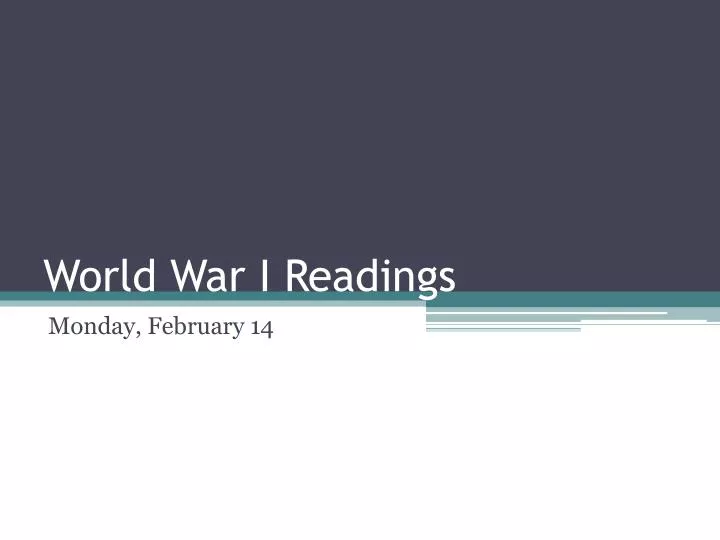 world war i readings