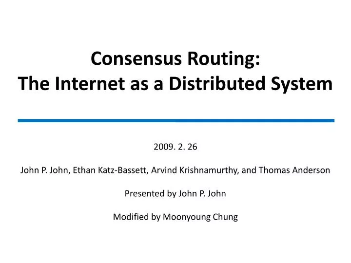 consensus routing the internet as a distributed system