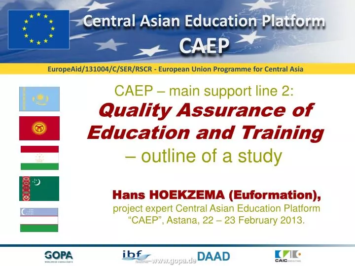 caep main support line 2 quality assurance of education and training outline of a study