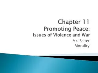 Chapter 11 Promoting Peace: Issues of Violence and War