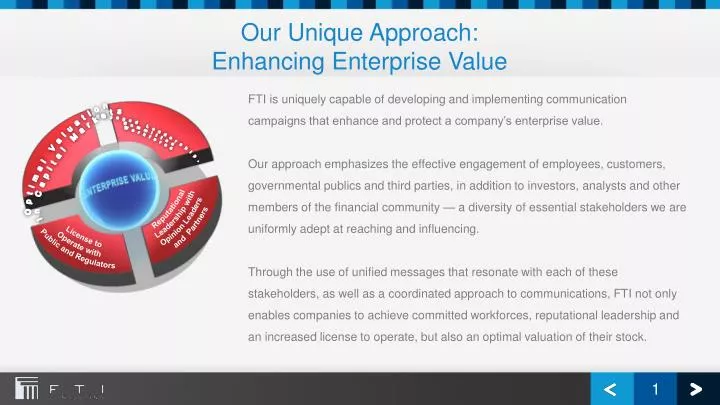our unique approach enhancing enterprise value
