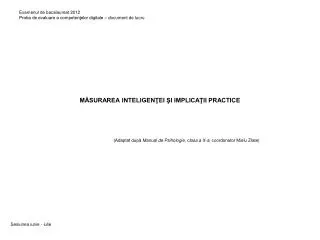 m surarea inteligen ei i implica ii practice