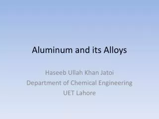 Aluminum and its Alloys