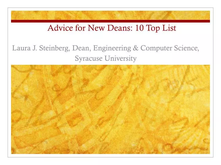 advice for new deans 10 top list