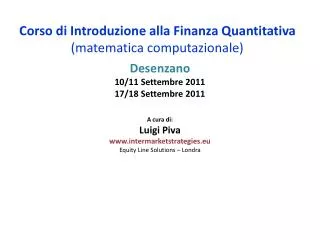 corso di introduzione alla finanza quantitativa matematica computazionale