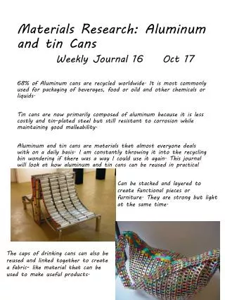 Materials Research: Aluminum and tin Cans Weekly Journal 16 Oct 17