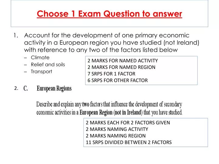 choose 1 exam question to answer