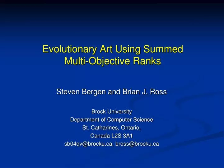 evolutionary art using summed multi objective ranks