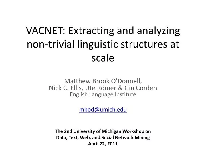 vacnet extracting and analyzing non trivial linguistic structures at scale