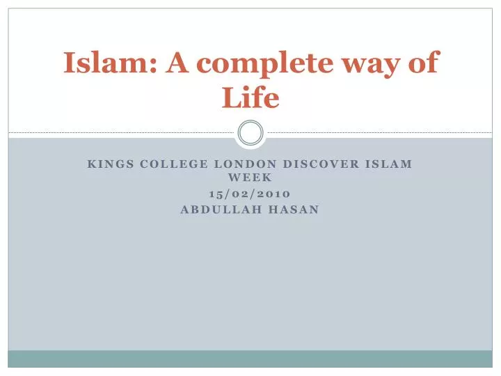 islam a complete way of life