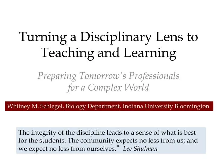 turning a disciplinary lens to teaching and learning