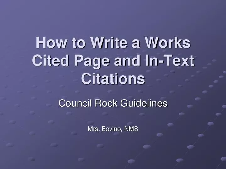 how to write a works cited page and in text citations