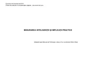 m surarea inteligen ei i implica ii practice