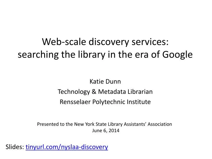 web scale discovery services searching the library in the era of google