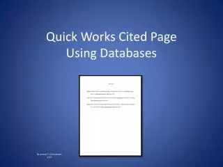 Quick Works Cited Page Using Databases