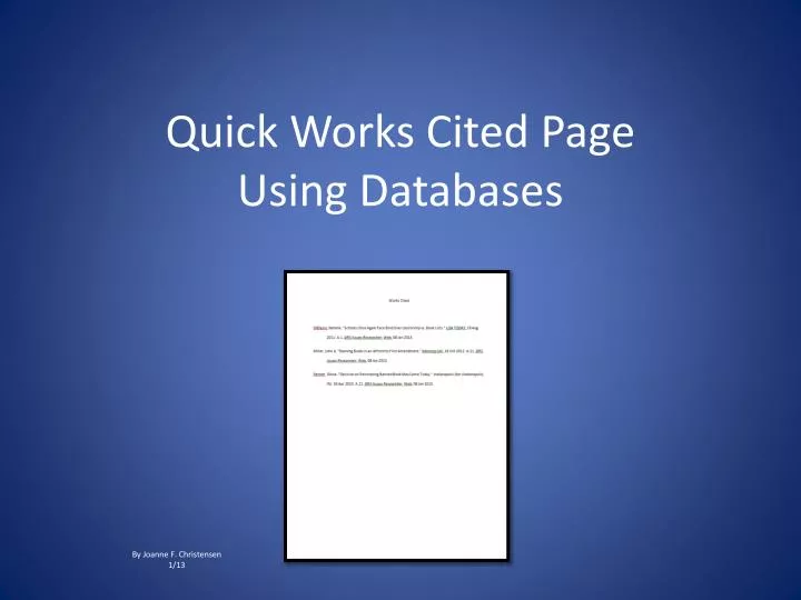 quick works cited page using databases