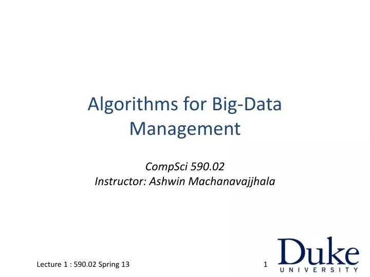 algorithms for big data management