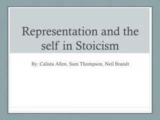 Representation and the self in Stoicism