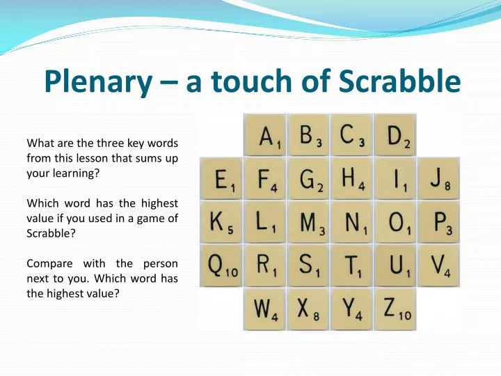 plenary a touch of scrabble
