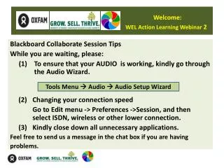 Welcome: WEL Action Learning Webinar 2