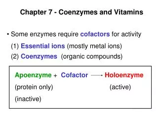 Chapter 7 - Coenzymes and Vitamins