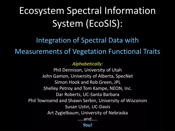 ecosystem spectral information system ecosis