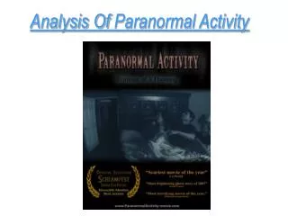Analysis Of Paranormal Activity