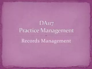 da117 practice management