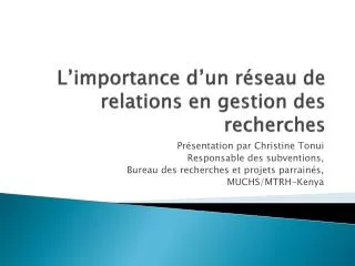 l importance d un r se au de relations en gestion des recherches