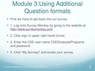 Module 3:Using Additional Question formats