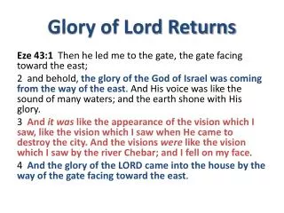 Glory of Lord Returns