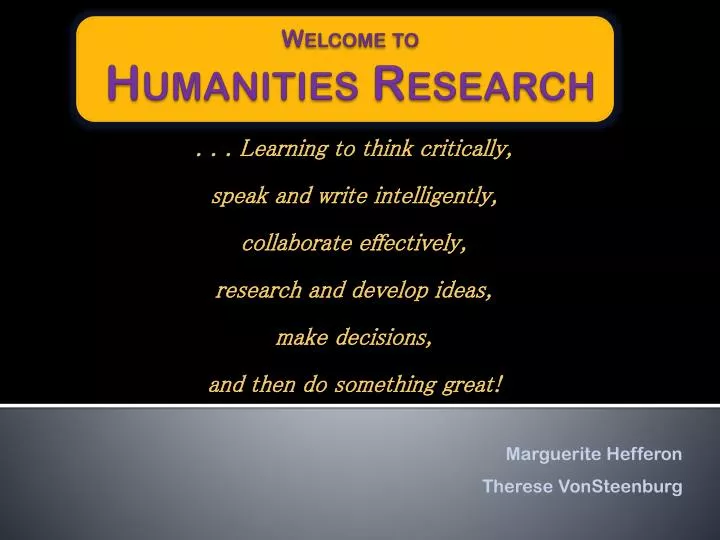 welcome to humanities research