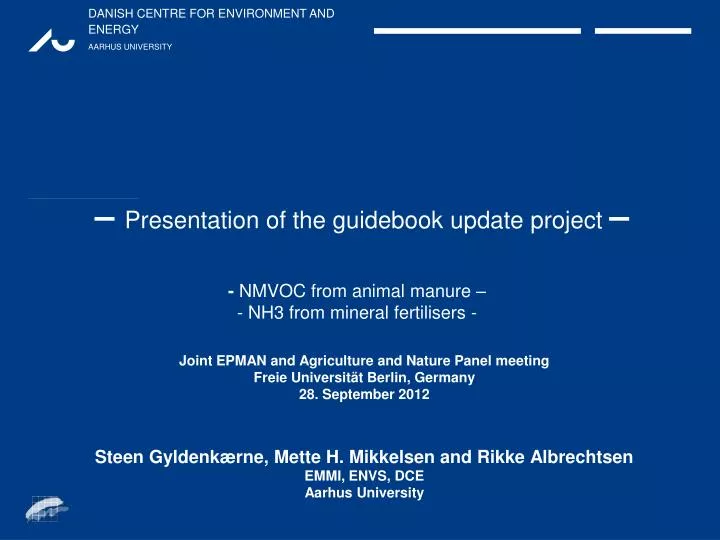 presentation of the guidebook update project nmvoc from animal manure nh3 from mineral fertilisers
