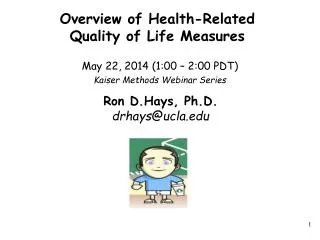 Overview of Health-Related Quality of Life Measures