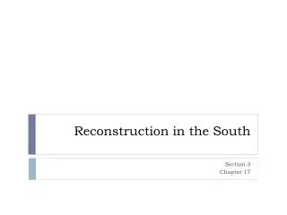 Reconstruction in the South