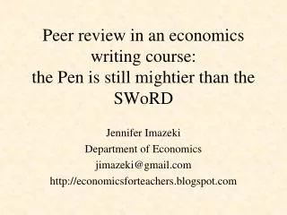 Peer review in an economics writing course: the Pen is still mightier than the SWoRD