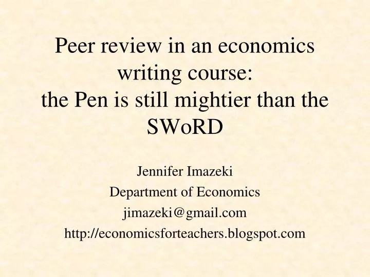 peer review in an economics writing course the pen is still mightier than the sword
