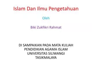 PPT - ISLAM DAN ILMU PENGETAHUAN PowerPoint Presentation, Free Download ...