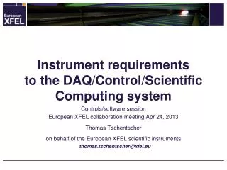 Instrument requirements to the DAQ/ Control /Scientific Computing system